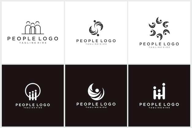 Modèle de conception de logo de personnes créatives. ensemble de collecte