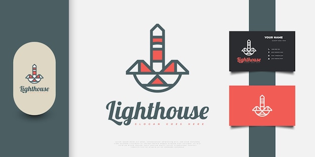 Modèle De Conception De Logo De Phare Minimaliste. Logo Ou Symbole De Projecteur Ou De Balise Avec Un Style Linéaire Moderne