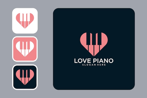 Modèle De Conception De Logo De Piano D'amour