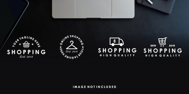 Vecteur modèle de conception de logo premium shopping en ligne