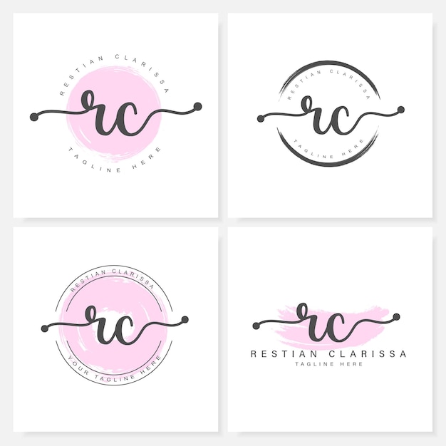 Modèle De Conception De Logo Rc Lettres Florales Féminines