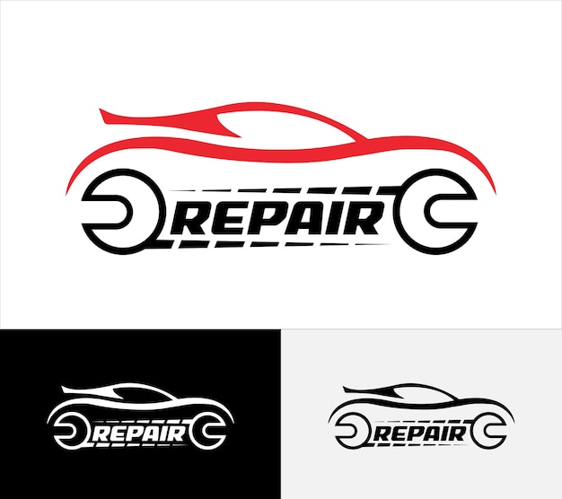 Vecteur modèle de conception de logo de réparation automatique logotype automobile et engrenage
