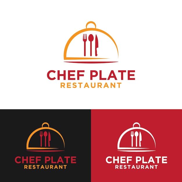 Modèle de conception de logo de restaurant de plaque de chef