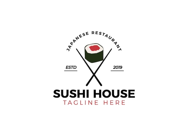 Modèle De Conception De Logo De Restaurant De Sushi Japonais.