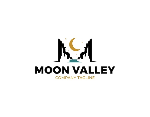 Modèle de conception de logo scénique de vallée de nuit simple