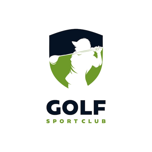 Modèle De Conception De Logo De La Silhouette D'une Joueuse De Golf