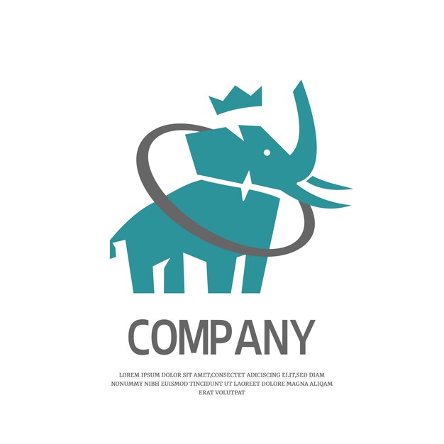 modèle de conception de logo simple éléphant bleu
