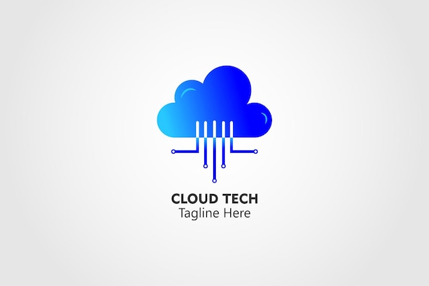 Modèle De Conception De Logo De Société De Technologie Cloud Abstrait Bleu Avec Fond Blanc