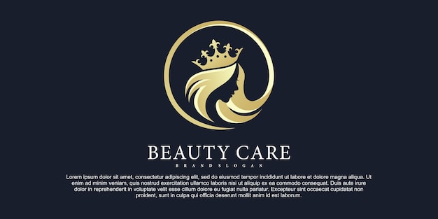 Modèle De Conception De Logo De Soins De Beauté Dégradé Or De Luxe Vecteur Premium