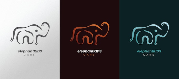 Vecteur modèle de conception de logo de soins pour enfants éléphant