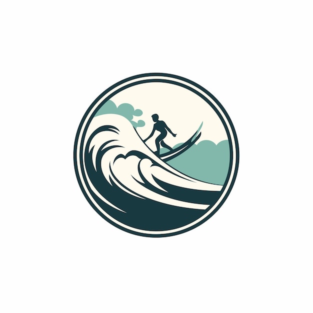 Vecteur modèle de conception de logo de surf icône de surfeur illustration vectorielle