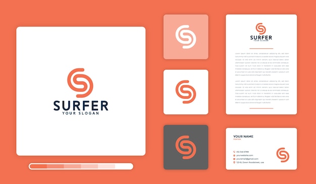 Modèle De Conception De Logo De Surfeur