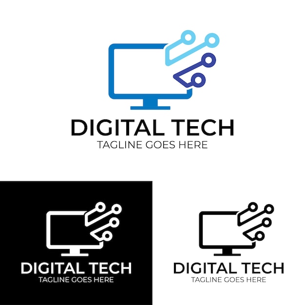 Modèle De Conception De Logo De Technologie Numérique Vectorielle Gratuite