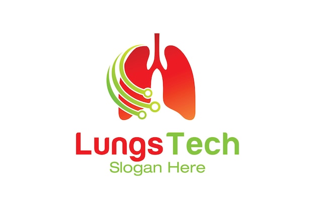 Vecteur modèle de conception de logo de technologie pulmonaire