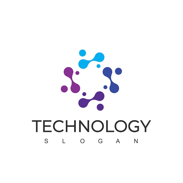 Modèle de conception de logo de technologie avec symbole de molécule