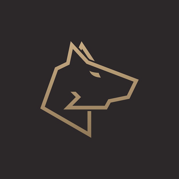 Modèle de conception de logo tête de loup de luxe abstrait