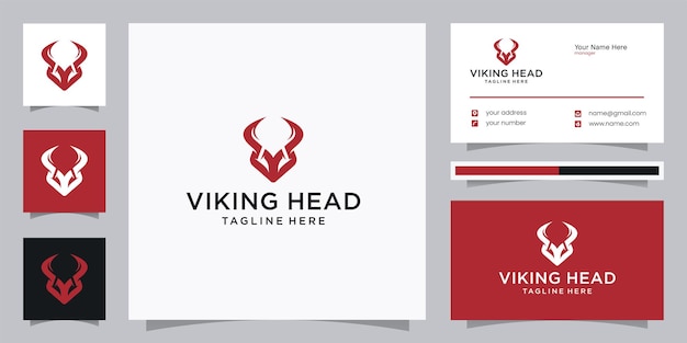 Modèle de conception de logo de tête de Viking