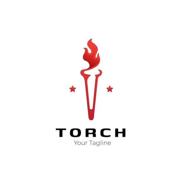 Modèle De Conception De Logo Torche Et Feu Dégradé