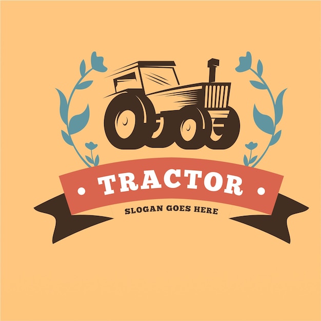 Vecteur modèle de conception de logo de tracteur agricole