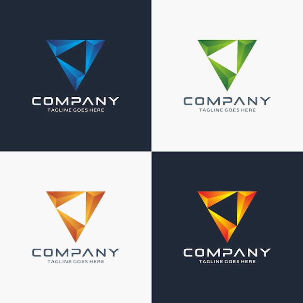 Modèle De Conception De Logo Triangle 3d Moderne