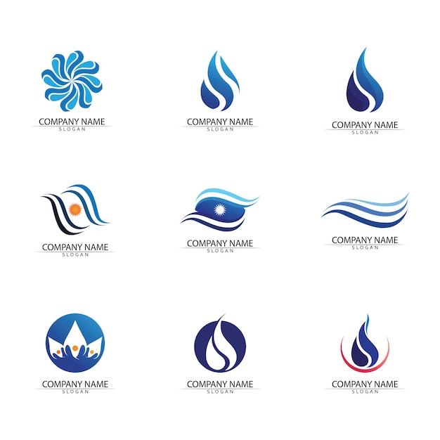 Modèle De Conception De Logo De Vague D'eau