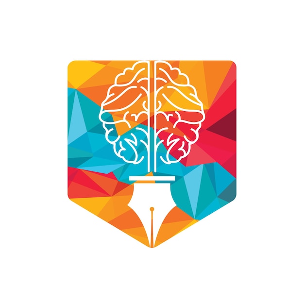 Modèle De Conception De Logo Vectoriel Cerveau Stylo