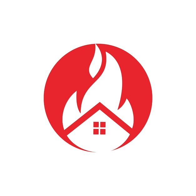 Modèle de conception de logo vectoriel de feu de maison