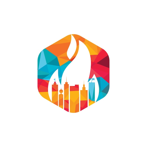 Modèle De Conception De Logo Vectoriel Fire City