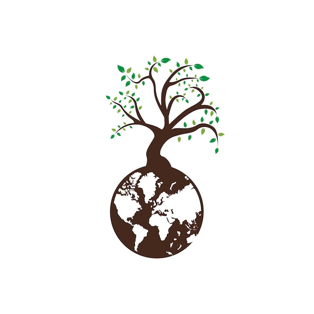 Modèle de conception de logo vectoriel Globe tree Planète et symbole ou icône eco