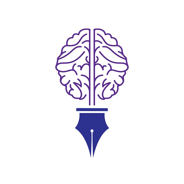 Modèle De Conception De Logo Vectoriel De Stylo Cerveau Concept De Logo D'éducation Créative Intelligente