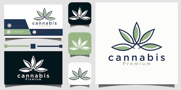 Modèle De Conception De Logo Vert Cannabis