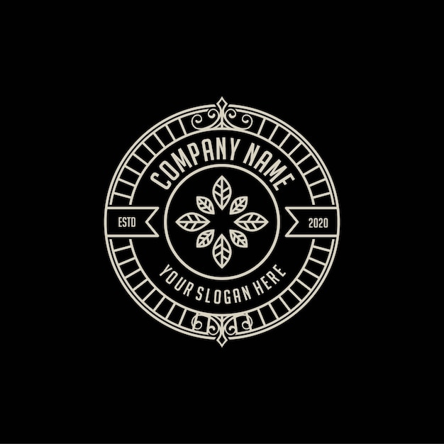 modèle de conception de logo vintage cannabis élégant