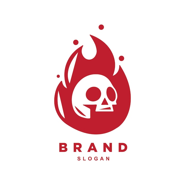 Modèle De Conception De Logo Vintage De Tête De Crâne De Flamme De Feu