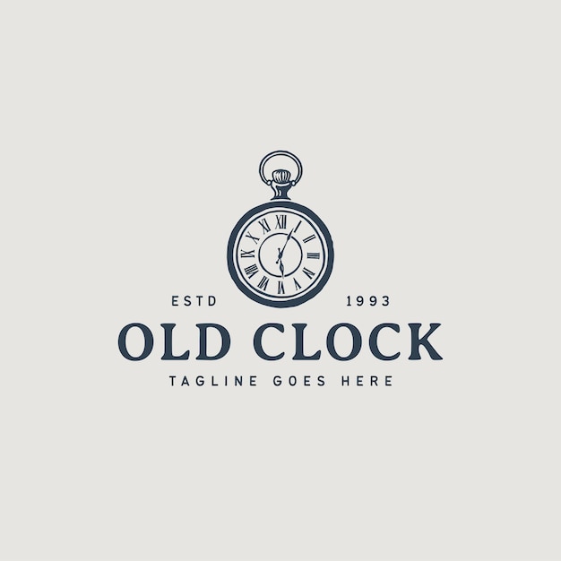 Vecteur modèle de conception de logo vintage vieille horloge