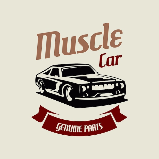 Modèle De Conception De Logo De Voiture De Muscle Américain Rétro