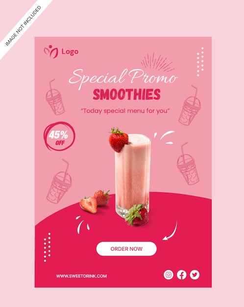 modèle de conception de magasin de promotion de l'affiche de la boisson de smoothies