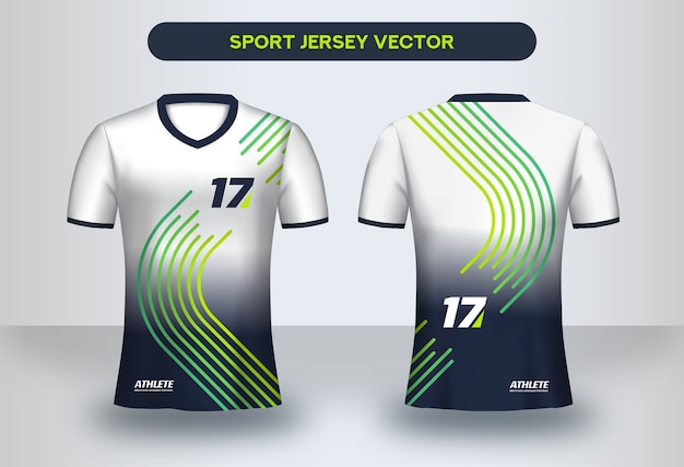 Modèle De Conception De Maillot De Football. Conception D'entreprise, T-shirt Uniforme De Club De Football Vue Avant Et Arrière.