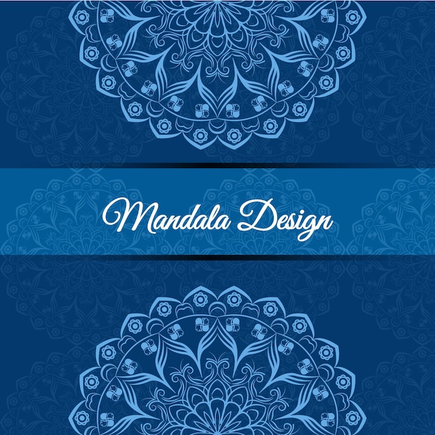 Modèle De Conception De Mandala De Couleur Bleue