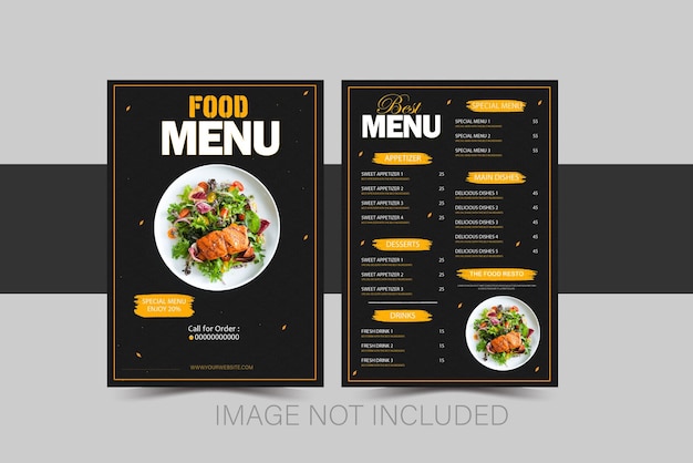 modèle de conception de menu de nourriture moderne et de flyer de restaurant