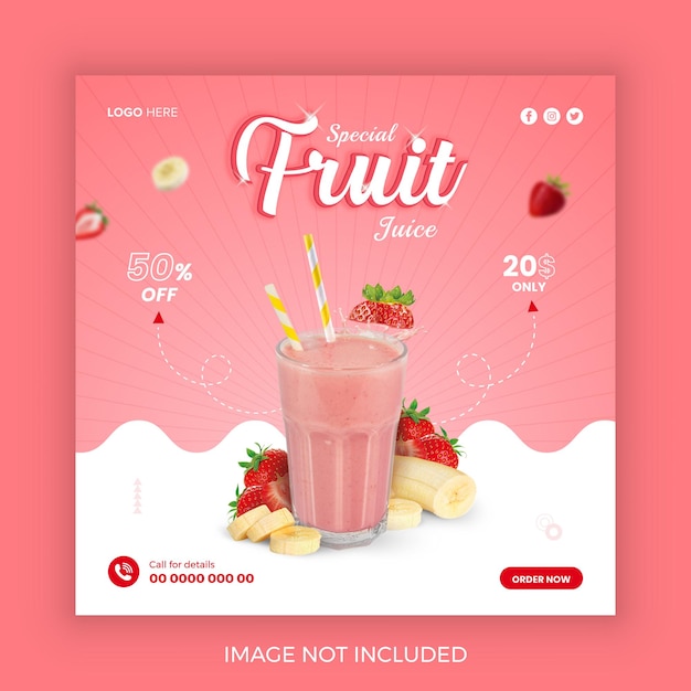 modèle de conception de messages sur les réseaux sociaux pour les jus de fruits