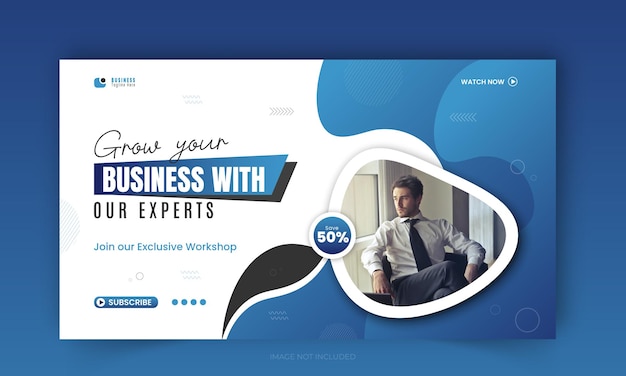 Modèle de conception de miniature YouTube créative d'entreprise bleue bannière web couverture de médias sociaux