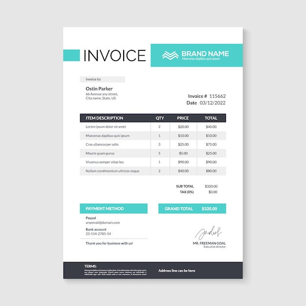 Modèle De Conception Minimale De Facture. Comptabilité Des Factures D'entreprise Sous Forme De Facture.