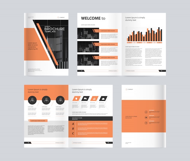 Modèle De Conception De Mise En Page Brochure Entreprise Avec Couleur Orange