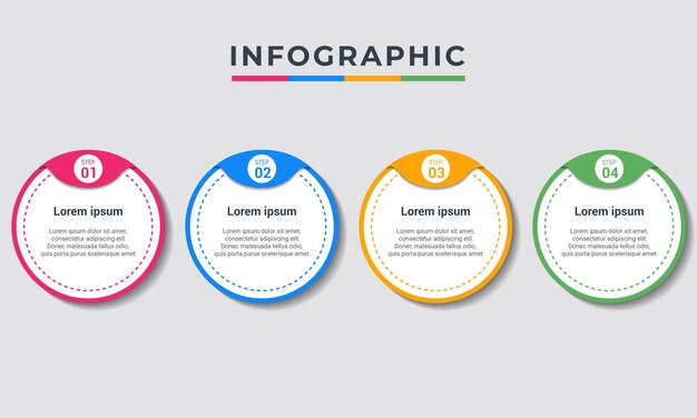 Modèle De Conception De Mise En Page De Graphique D'information De Processus Circulaire D'infographie D'entreprise En Option En 4 étapes