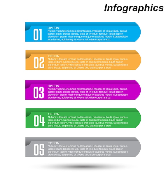 Modèle de conception moderne, infographie avec étapes et options