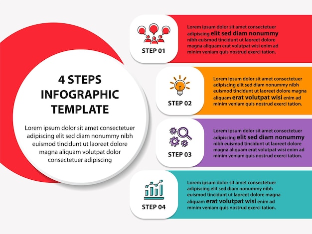 modèle de conception d'organigramme infographique en 4 étapes
