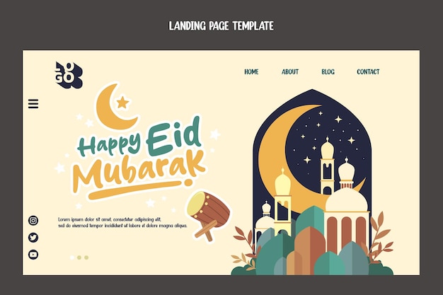 Un Modèle De Conception De Page D'atterrissage Pour Le Bonheur D'eid Mubarak