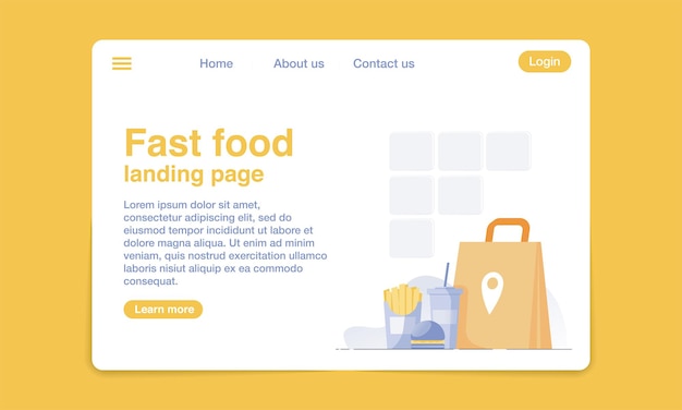 Modèle De Conception De Page De Destination De Restauration Rapide à Plat.