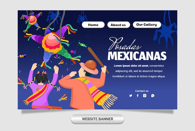 Modèle De Conception De Page De Destination De Site Web Pour Le Festival Mexicanas Posadas