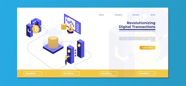 Modèle de conception de page de destination Web pour les transactions de crypto-monnaie